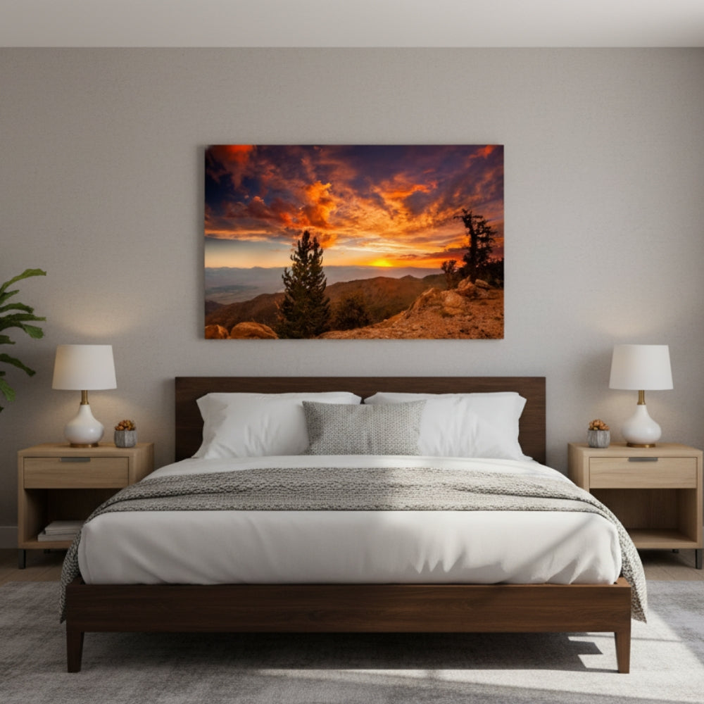 A Solitary Moment Where The Rugged Earth Meets The Explosive Grandeur Of The Dying Daylight Sky