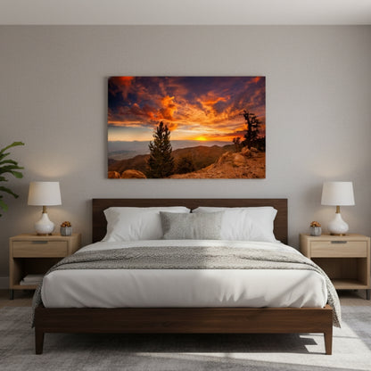 A Solitary Moment Where The Rugged Earth Meets The Explosive Grandeur Of The Dying Daylight Sky