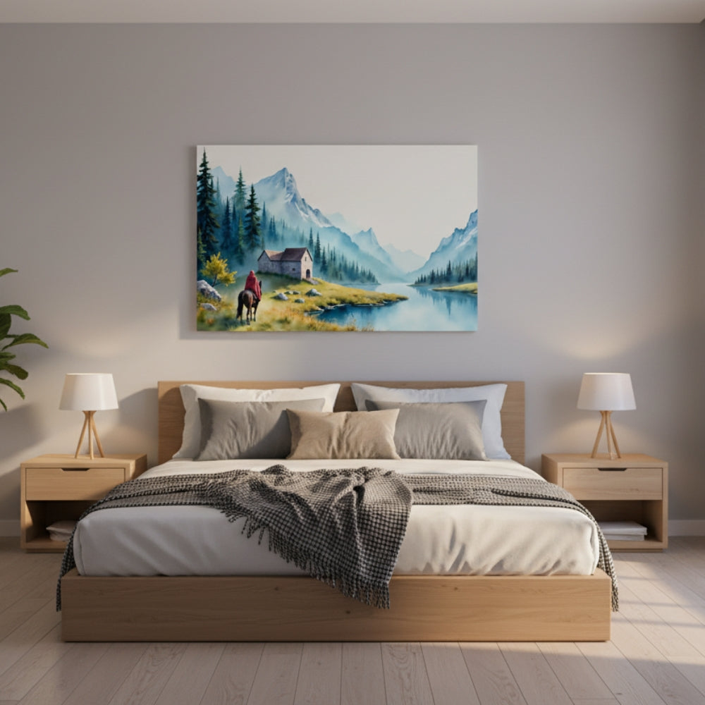 The Red Cloaked Traveler Seeking Shelter In The Stone Cabin Hidden Away In The Ancient Misty Valley