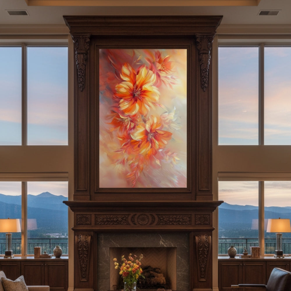 Vibrant Abstract Floral Canvas Print #57