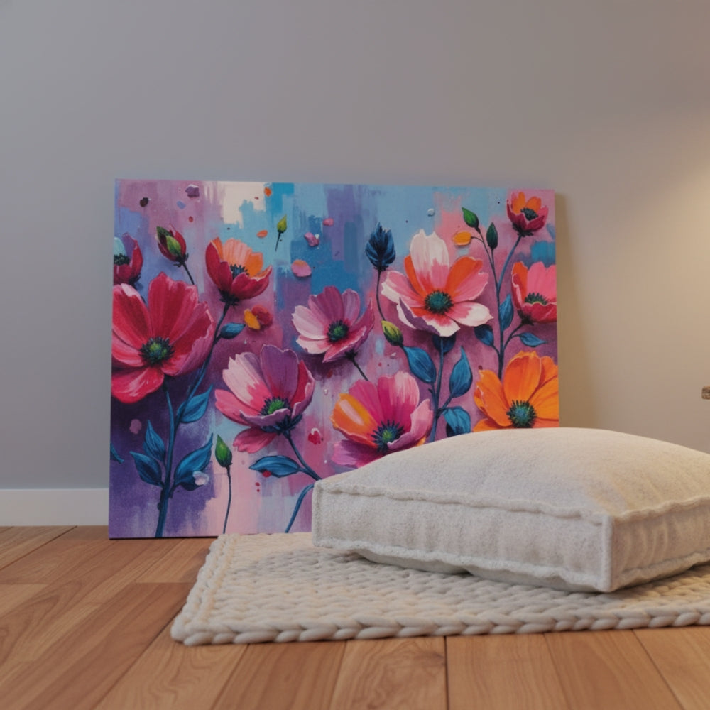 Bold Fuchsia & Blue Floral Canvas