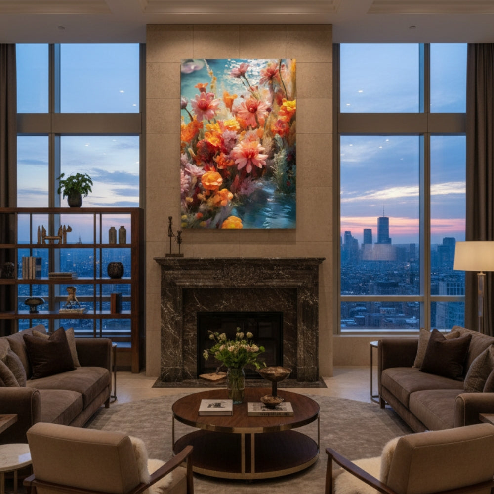 Vibrant Abstract Floral Canvas Print #51