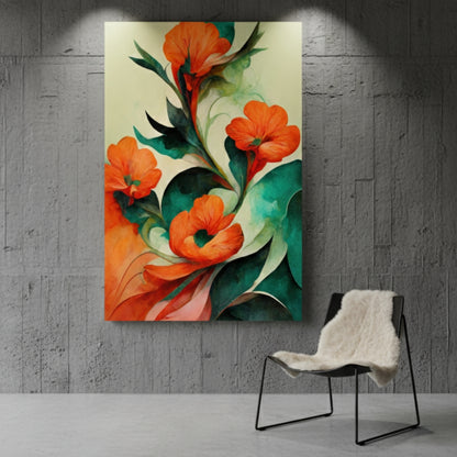 Vibrant Abstract Floral Canvas Print #36