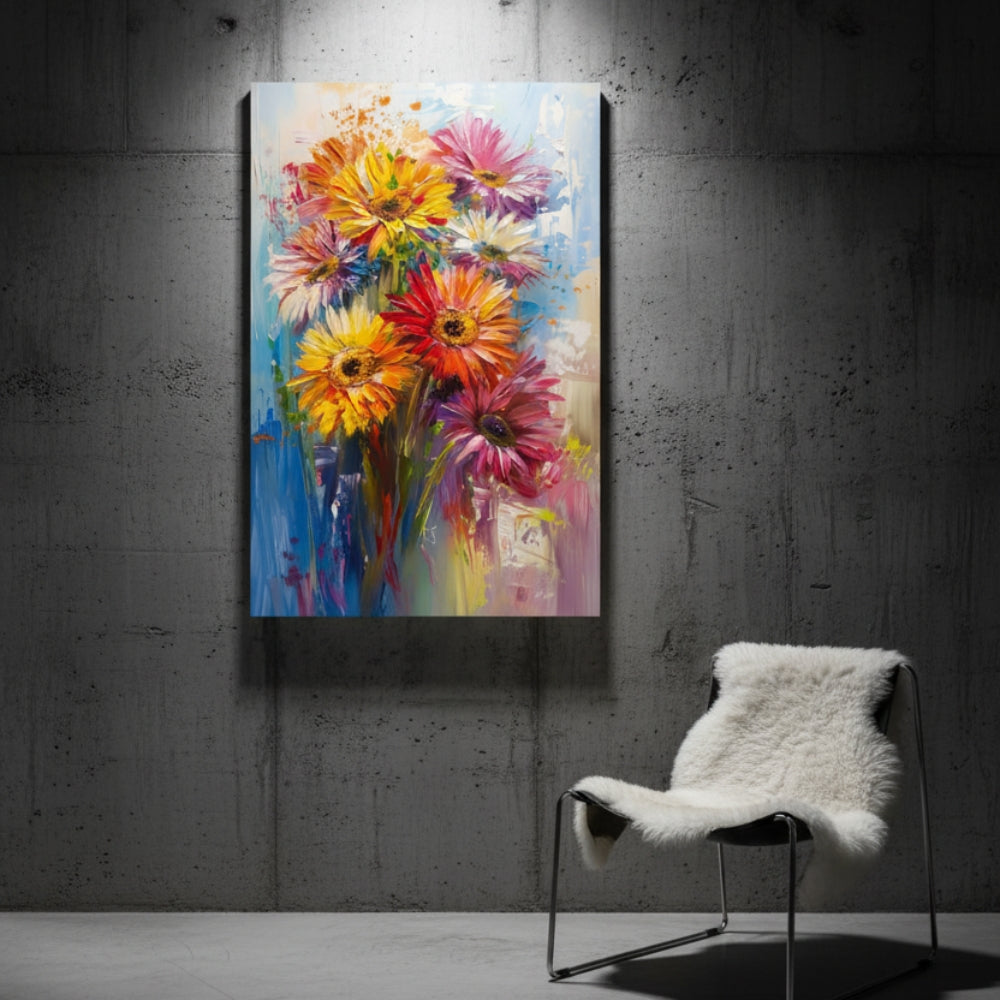 Expressive Vibrant Floral Bouquet Canvas