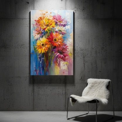 Expressive Vibrant Floral Bouquet Canvas