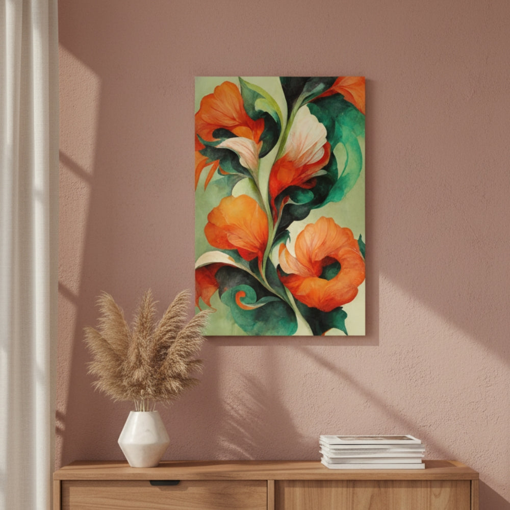 Vibrant Abstract Floral Canvas Print #35