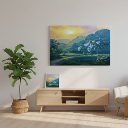 The Quiet Peace Found In A Verdant Valley Bathed In The Gentle Luminous Glow Of The Early Morning Sun