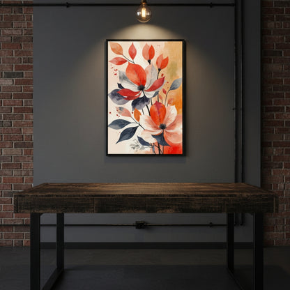 Golden Yellow Abstract Floral Canvas