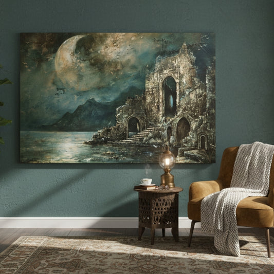 The Ancient Stone Staircase That Descends Into The Silent Depths Under The Light Of A Dying World