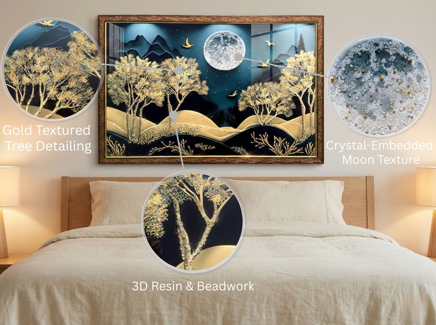 Premium Resin Landscape Wall Art | Crystal Embellished | 2×3 ft | Indi Trends