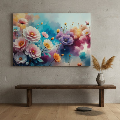 Warm Watercolor Poppies Canvas Art