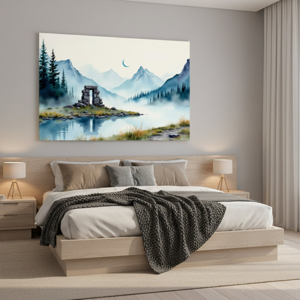 The Silent Stone Portal Standing Eternal Amidst Whispering Pines And Drifting Morning Mountain Fog