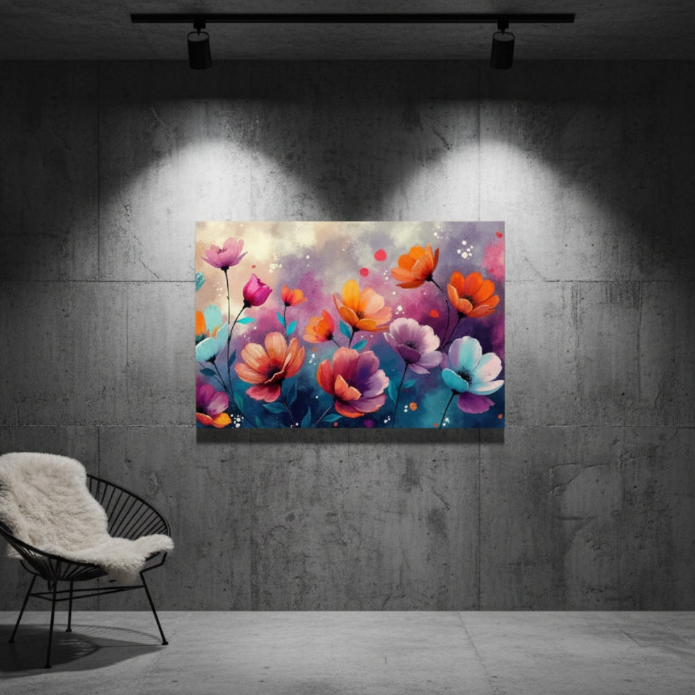 Vibrant Abstract Floral Canvas Print #39