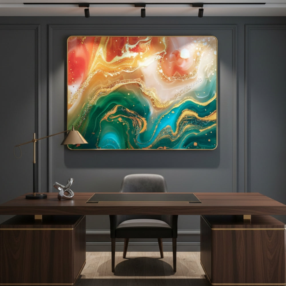 Abstract Fluid Resin Wall Art with Gold Accents | Premium Handcrafted Decor