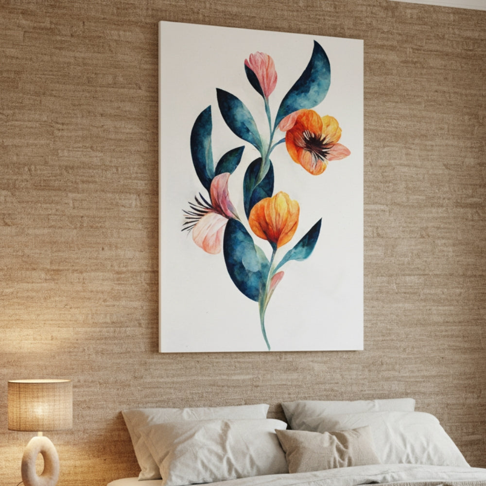 Vibrant Abstract Floral Canvas Print #34