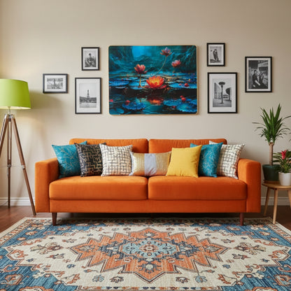 Lotus Pond Resin Wall Art | Premium Handcrafted Nature Decor | High-Gloss Finish