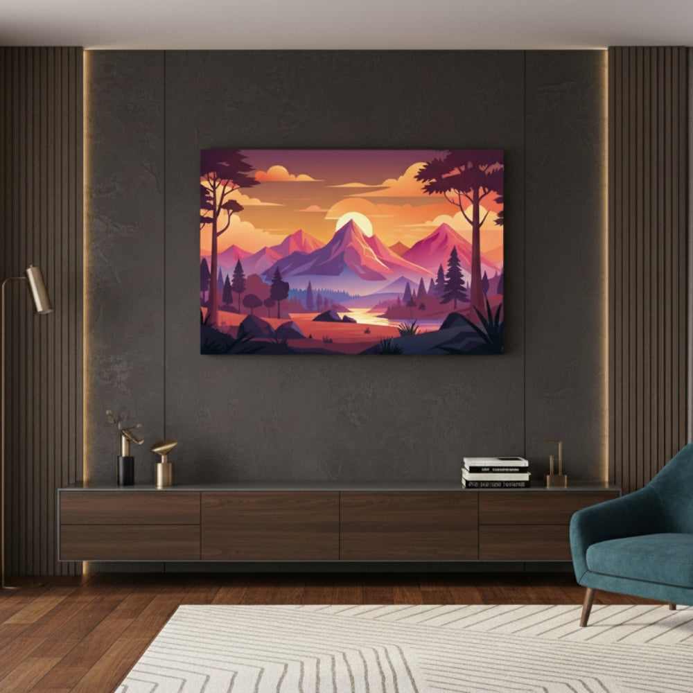Modern Mountain Landscape Canvas Art