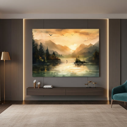 Serene Lake & Mountain Canvas Print