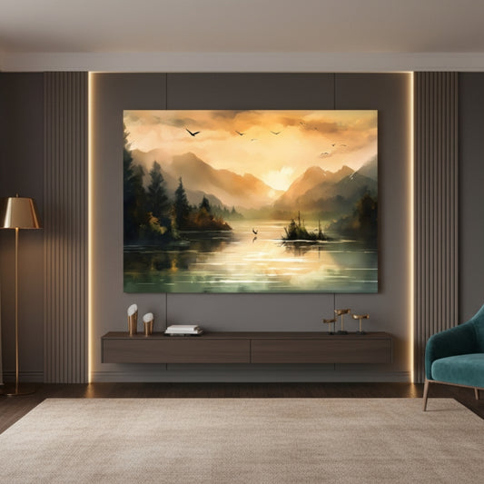 Serene Lake & Mountain Canvas Print