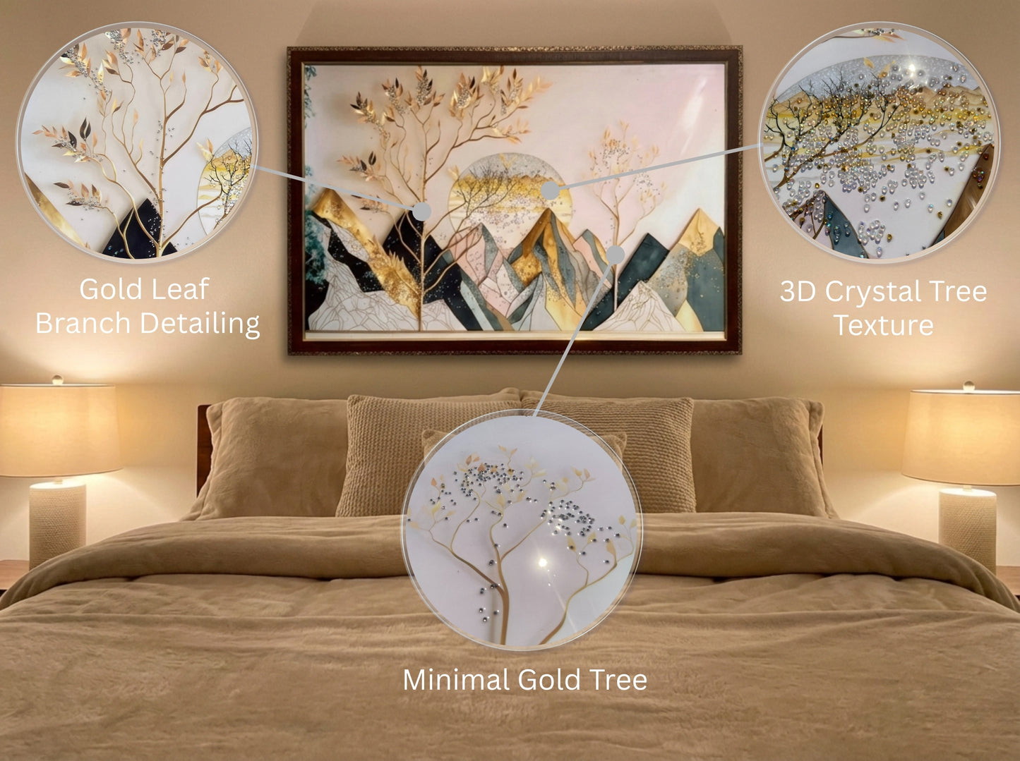 Golden Mountain Landscape Resin Wall Art | 2×3 ft Premium Handcrafted Decor | Indi Trends