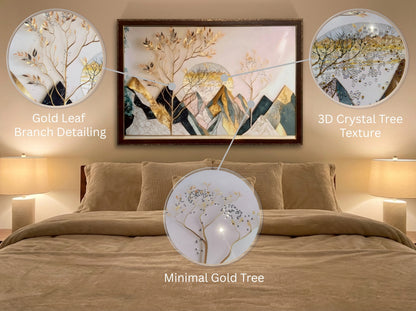Golden Mountain Landscape Resin Wall Art | 2×3 ft Premium Handcrafted Decor | Indi Trends