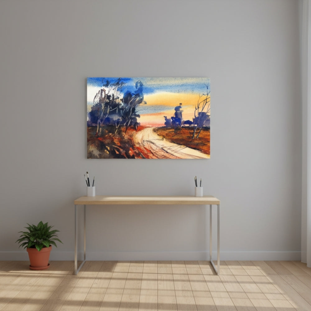 Watercolor Country Road Canvas