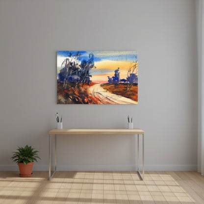 Watercolor Country Road Canvas