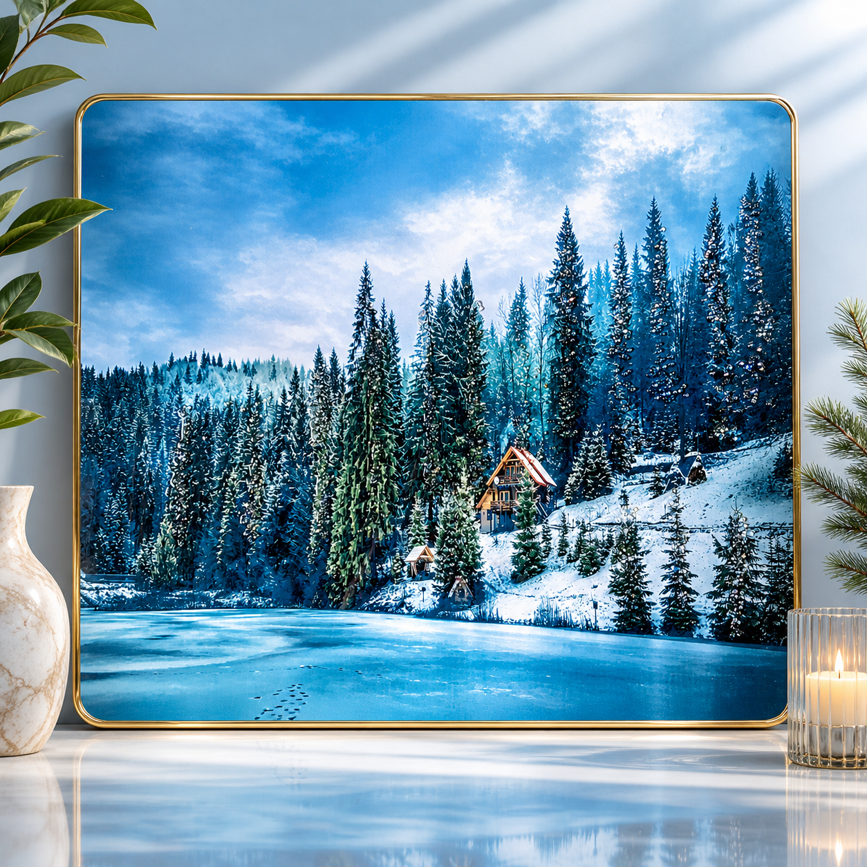 Where The Whisper Of Falling Snow Meets The Warmth Of A Solitary Cabin In The Silent Blue Hills