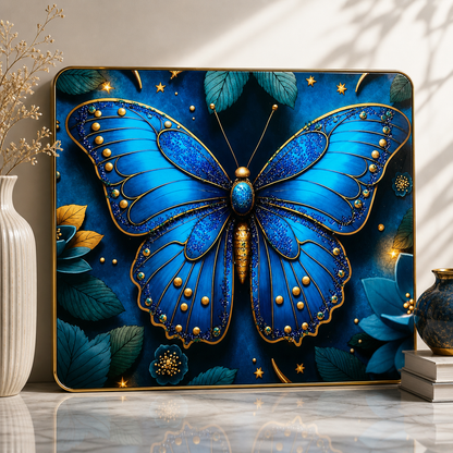 Blue Butterfly Resin Wall Art | Premium Handcrafted Nature Decor | High-Gloss Luxury Finish
