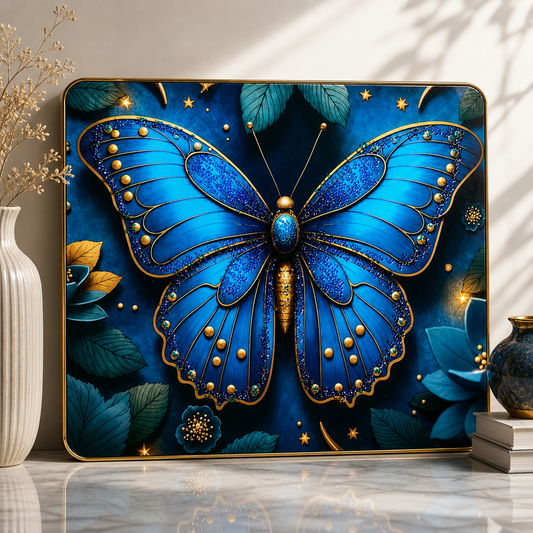 Blue Butterfly Resin Wall Art | Premium Handcrafted Nature Decor | High-Gloss Luxury Finish