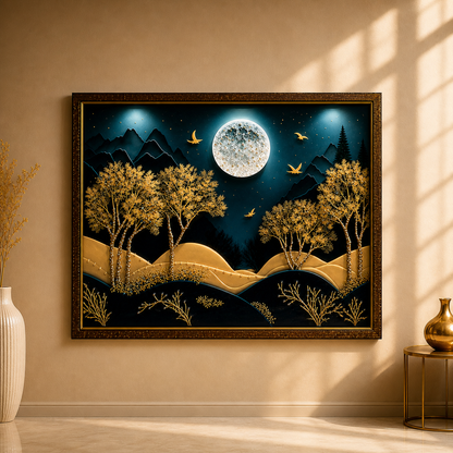 Premium Resin Landscape Wall Art | Crystal Embellished | 2×3 ft | Indi Trends
