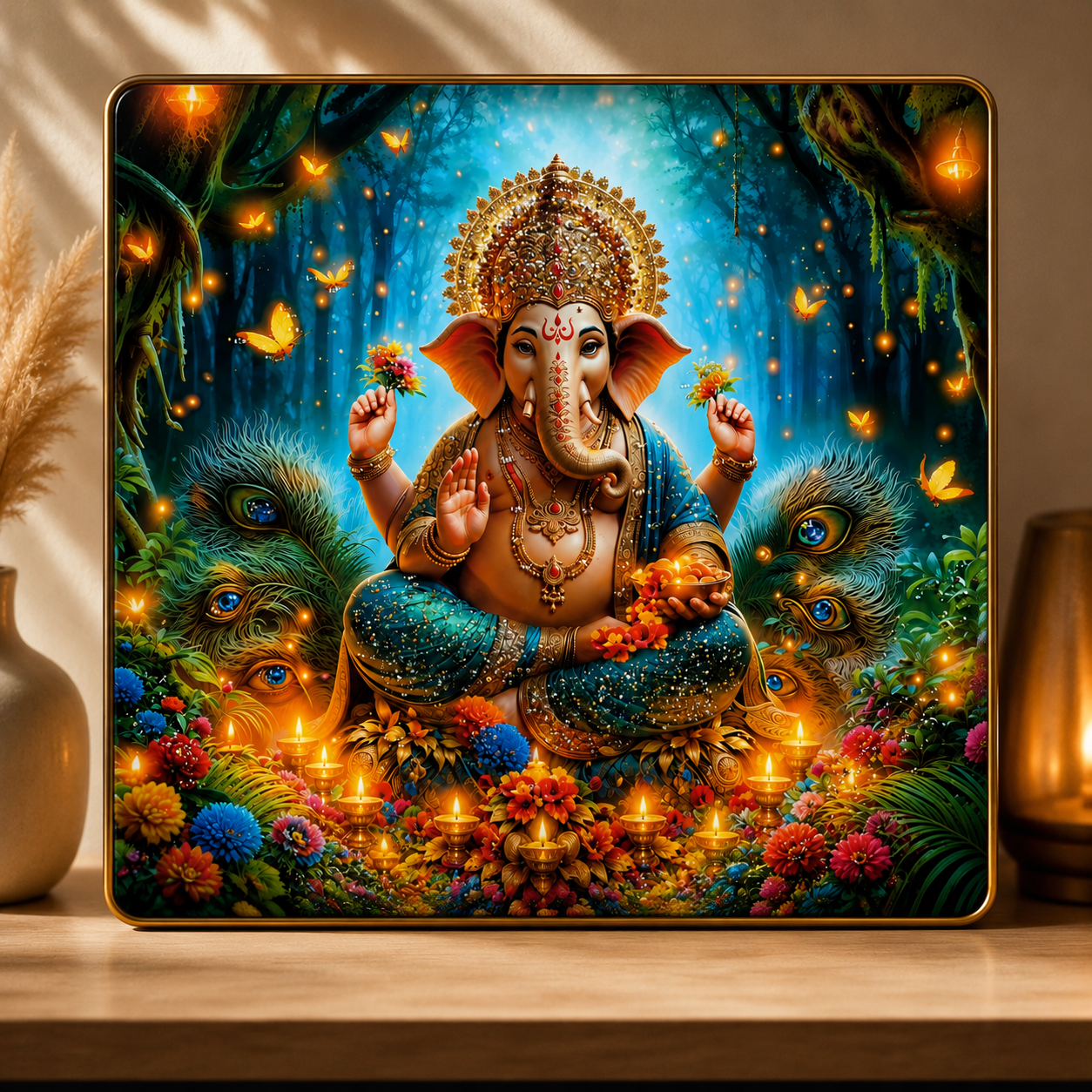 Vibrant Ganesha Mystic Forest Wall Art