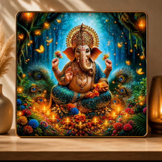 Vibrant Ganesha Mystic Forest Wall Art