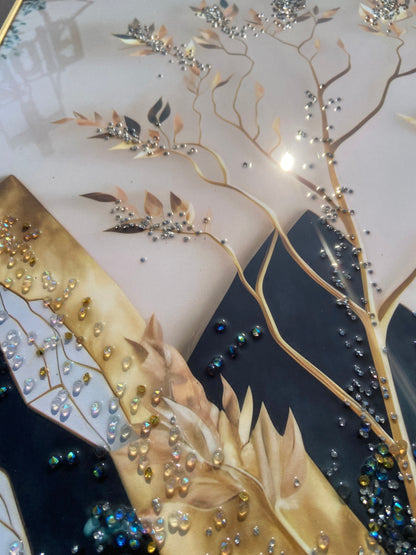 Golden Mountain Landscape Resin Wall Art | 2×3 ft Premium Handcrafted Decor | Indi Trends