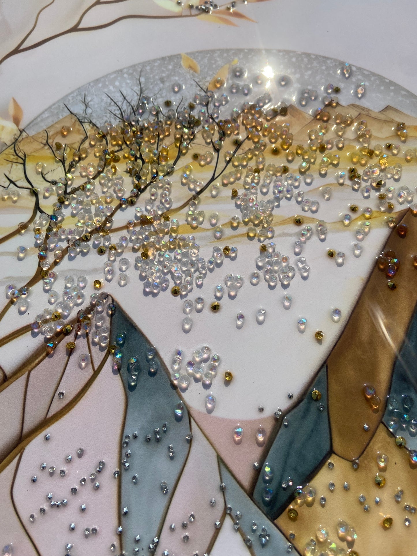 Golden Mountain Landscape Resin Wall Art | 2×3 ft Premium Handcrafted Decor | Indi Trends