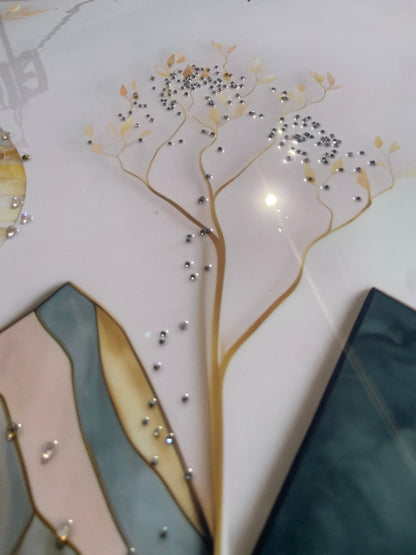 Golden Mountain Landscape Resin Wall Art | 2×3 ft Premium Handcrafted Decor | Indi Trends