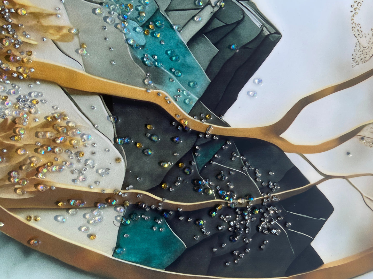 Circular Mountain Landscape Resin Wall Art | 2×3 ft Luxury Handcrafted Decor | Indi Trends