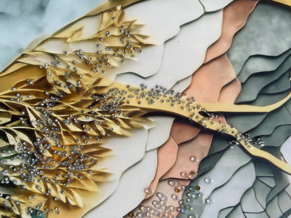 Circular Mountain Landscape Resin Wall Art | 2×3 ft Luxury Handcrafted Decor | Indi Trends