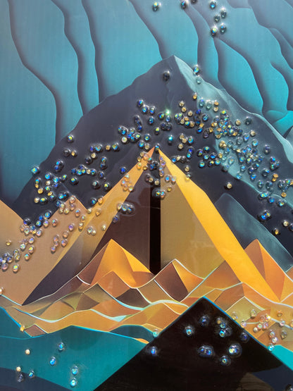 Moonlit Mountain Resin Wall Art | 2×3 ft Premium Handcrafted Landscape Decor | Indi Trends