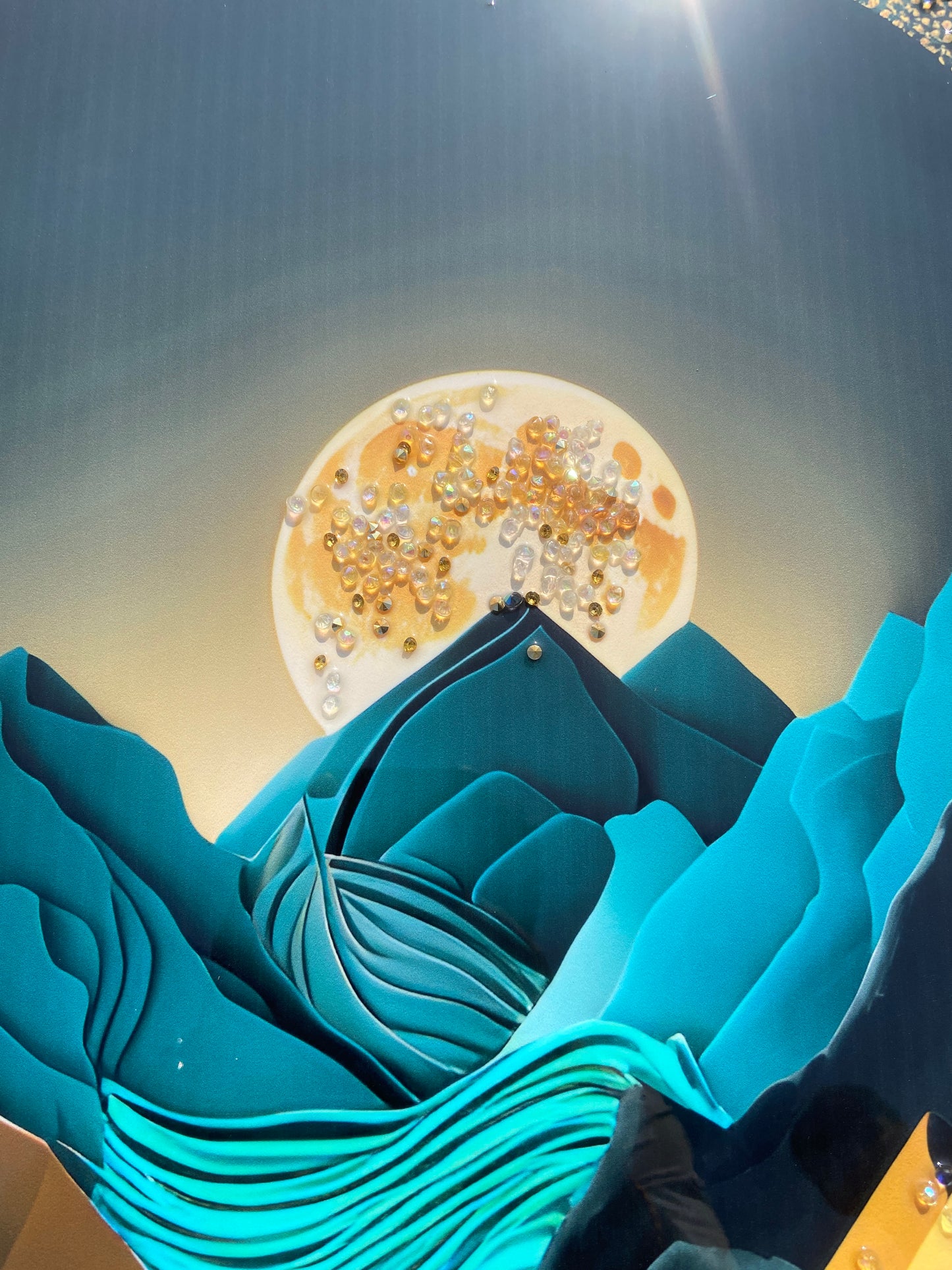 Moonlit Mountain Resin Wall Art | 2×3 ft Premium Handcrafted Landscape Decor | Indi Trends