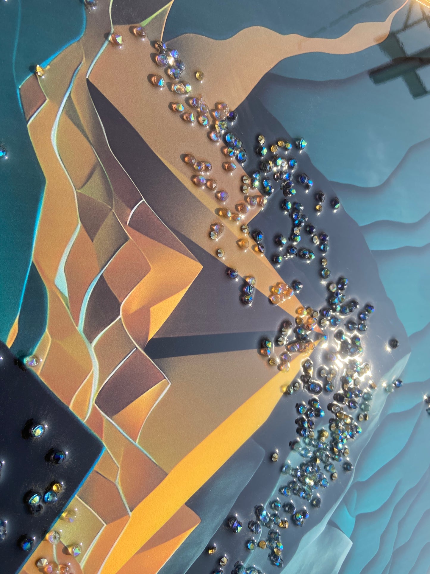 Moonlit Mountain Resin Wall Art | 2×3 ft Premium Handcrafted Landscape Decor | Indi Trends