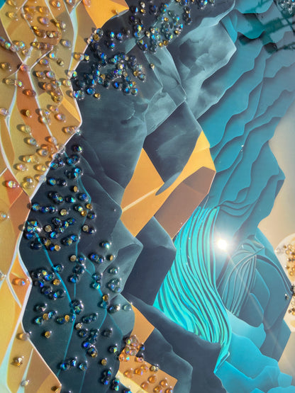 Moonlit Mountain Resin Wall Art | 2×3 ft Premium Handcrafted Landscape Decor | Indi Trends