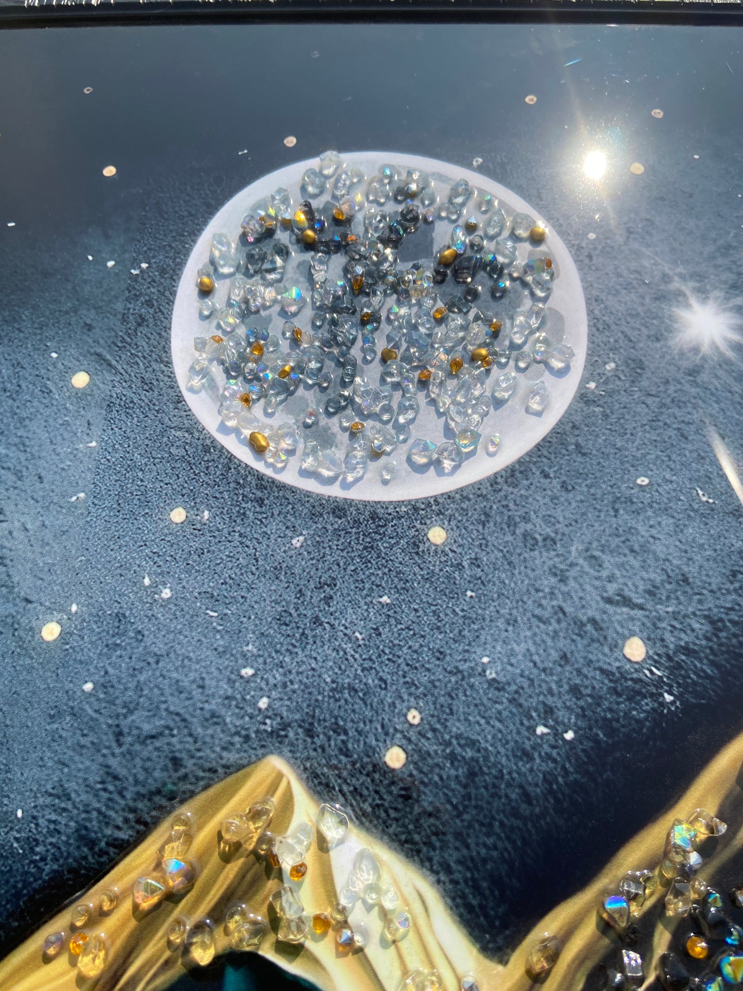 Dark Moonlit Mountain Resin Wall Art | 2×3 ft Premium Handcrafted Luxury Decor | Indi Trends