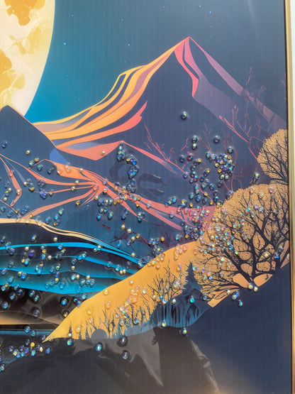 Golden Moon Mountain Resin Wall Art | 2×3 ft Premium Handcrafted Landscape Decor | Indi Trends