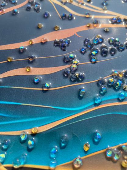 Golden Moon Mountain Resin Wall Art | 2×3 ft Premium Handcrafted Landscape Decor | Indi Trends