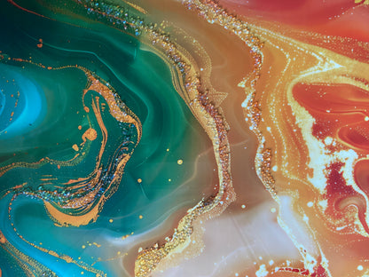 Abstract Fluid Resin Wall Art with Gold Accents | Premium Handcrafted Decor