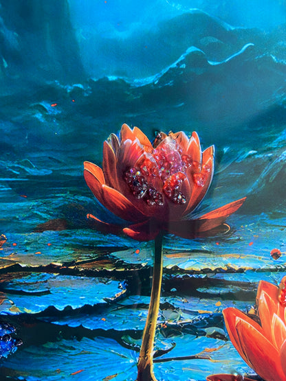 Lotus Pond Resin Wall Art | Premium Handcrafted Nature Decor | High-Gloss Finish