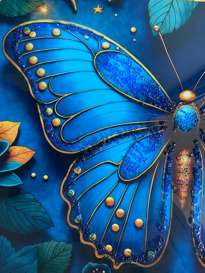 Blue Butterfly Resin Wall Art | Premium Handcrafted Nature Decor | High-Gloss Luxury Finish
