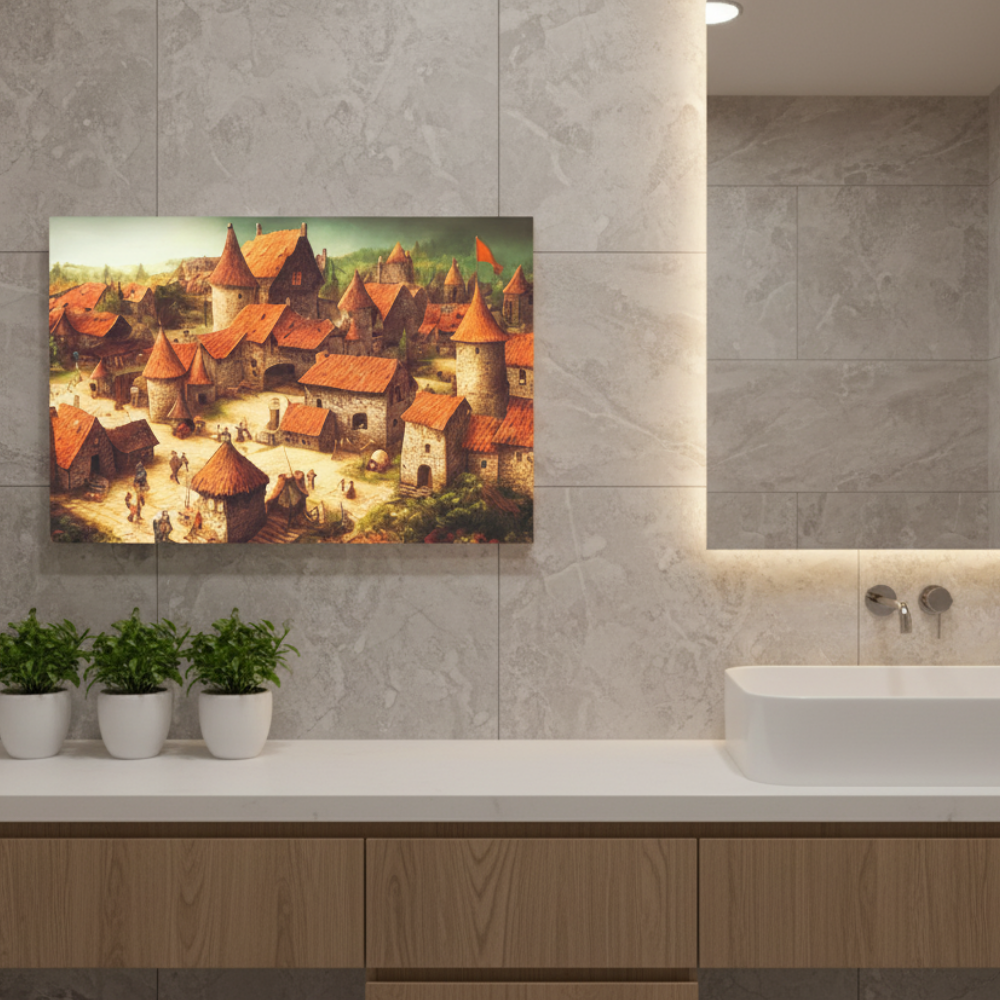 Vibrant Essence of Old Village Canvas #01