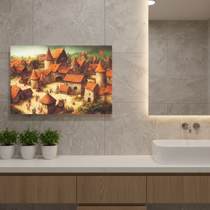 Vibrant Essence of Old Village Canvas #01